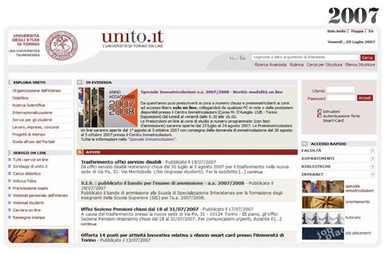 Home page del Portale - 2007