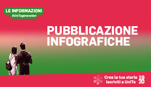 Pubblicazione infografiche Grafica della campagna immatricolazioni 19-20 con scritta INFO