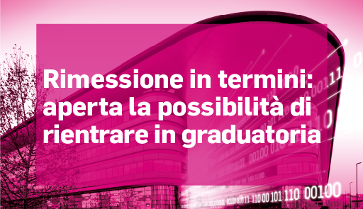 veduta dal basso del Campus Einaudi con titolo dell'avviso