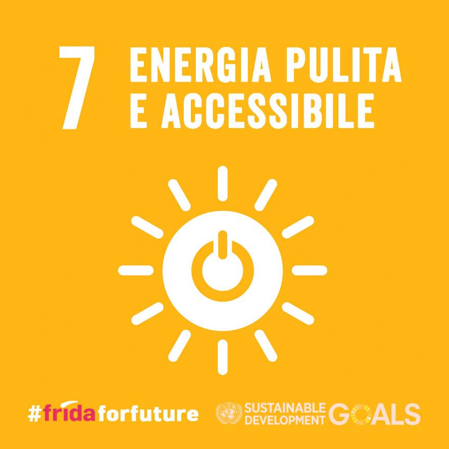 "Energia pulita e accessibile" su sfondo giallo