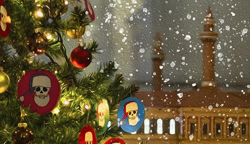 Sede del museo di antropologia con la neve e l'albero di natale