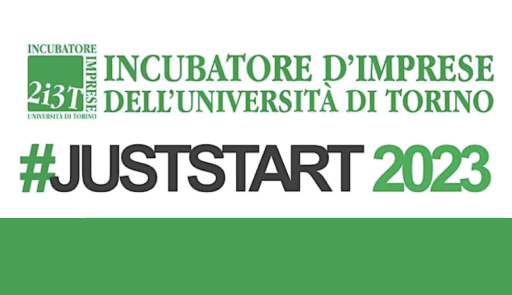 #JustStart2023 titolo dell'evento e logo 2i3t