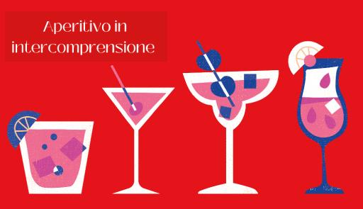 Disegni di bicchieri da cocktail su sfondo rosso