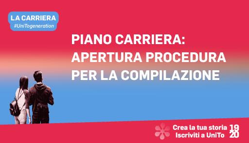 Piano carriera: apertura della procedura per la compilazione Grafica della campagna immatricolazioni 19-20 con scritta AGGIORNAMENTI CARRIERA