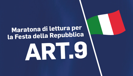 titolo dell'evento su sfondo colorato e bandiera italiana