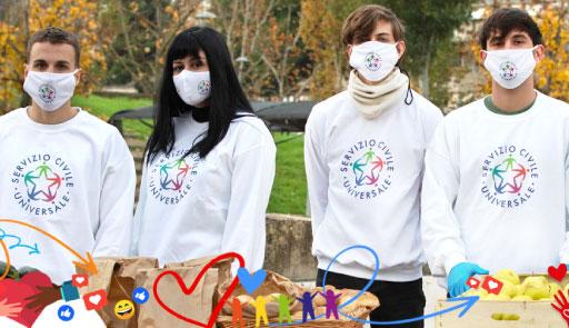 Bando di Servizio Civile 2020 gruppo di ragazzi e ragazze con felpe con logo del servizio civile