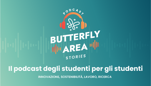 Progetto "Butterfly Area Stories - Il Podcast!" titolo dell'avviso su sfondo colorato