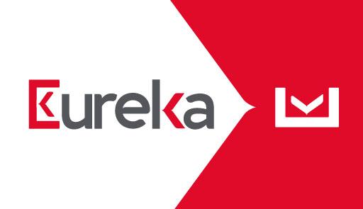 Nuovo servizio bibliotecario Eureka Logo del nuovo servizio bibliotecario Eureka con elemento grafico che ricorda un libro aperto