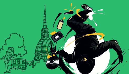 Hip Hop: la scena Italiana Cinema, moda, musica e artivismo Ballerino di hip-hop che balla su uno sfondo colorato, versione fumetto