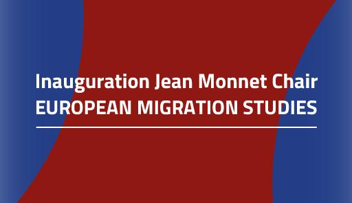 Inauguration Jean Monnet Chair "European Migration Studies" titolo dell'evento su sfondo colorato