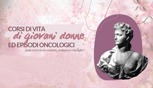 Busto in marmo di una donna su fondo rosa con titolo del progetto di ricerca