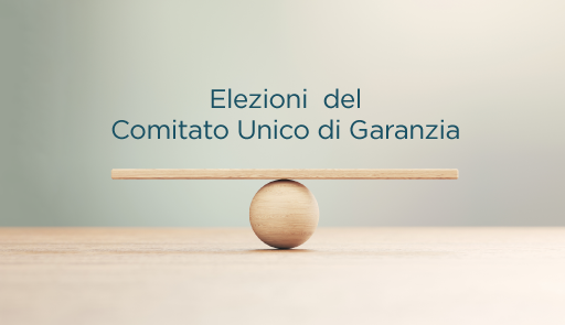 tavola di legno in equilibrio su pallina di legno, frase: elezioni Comitato Unico di Garanzia