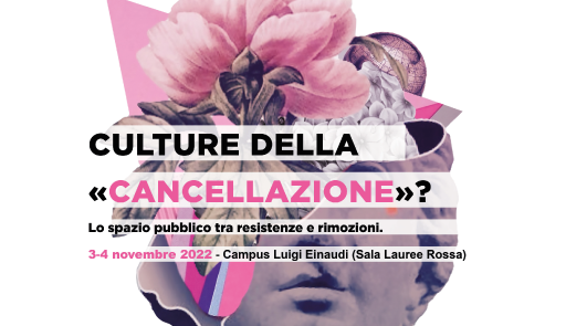 immagine con fiori e statue con la scritta culture della cancellazione
