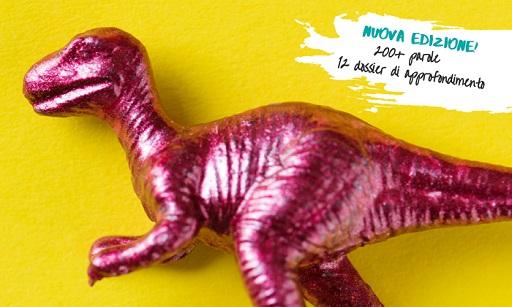 Seconda edizione di "Lessico e nuvole: le parole del cambiamento climatico" Riproduzione di un dinosauro su sfondo colorato
