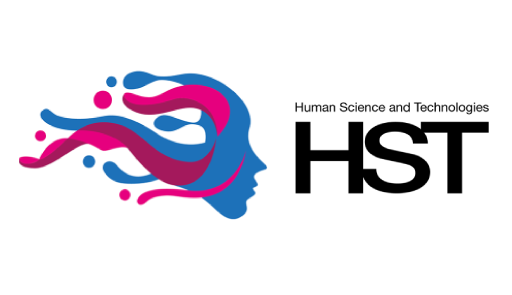 Titolo HST Human Science and Technologies con a fianco un profilo di donna stilizzato a 2 colori