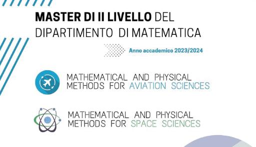 Presentazione Master MPM Aviation Sciences e MPM Space Sciences a.a. 2023-2024 titolo dell'evento su sfondo colorato