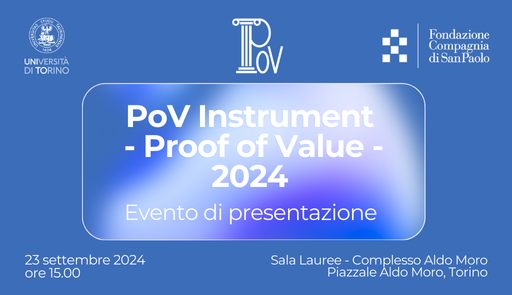 PoV 2024 - Evento di presentazione Titolo dell'evento su sfondo colorato