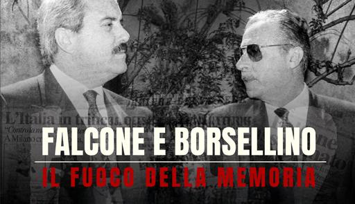 Immagine decoraztiva con i volti di Falcone e Borsellino