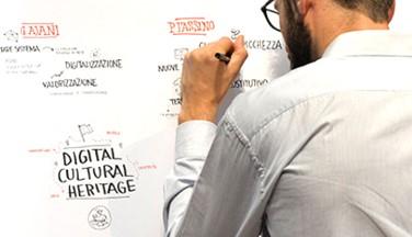 Corso di Visual Scribing Giovane di spalle che disegna su un pannello