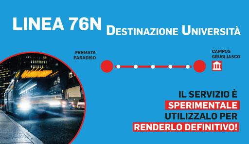 Linea 76/ - Sperimentazione di un servizio navetta foto di un autobus su sfondo colorato