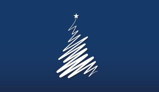 sagoma di un albero di Natale su sfondo blu