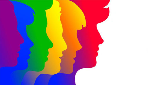 profili di persone colorati con la bandiera Rainbow