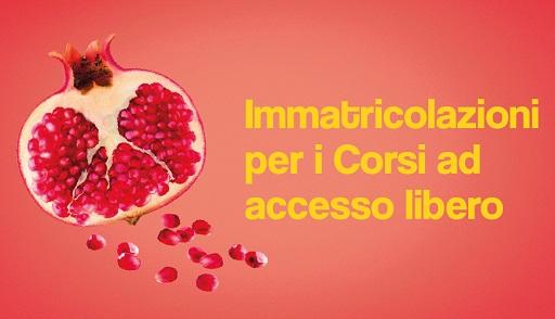 Immatricolazioni per i Corsi ad accesso libero melograno tagliato a metà con scritta: immatricolazioni per i corsi ad accesso libero