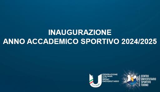 Scritta inaugurazione anno accademico sportivo 2024/2025 su sfondo blu