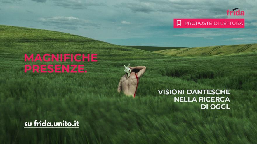 Visioni dantesche nella ricerca di oggi Uomo che cammina su un prato verde tenendo in mano un teschio animale