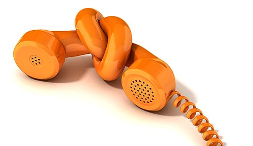 cornetta telefonica con nodo