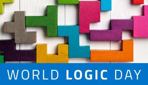 pezzi di puzzle colorati e scritta: World Logic Day