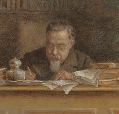 Immagine di Cesare Lombroso alla sua scrivania