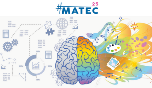 Matec 25 Grafica con illustrazione di un cervello metà infografica metà colorato