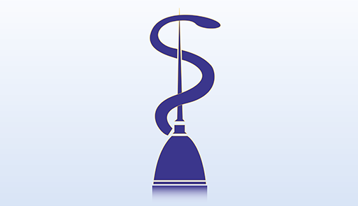 Logo Ordine Provinciale dei Medici Chirurghi e Odontoiatri di Torino: la mole circondata da un serpente