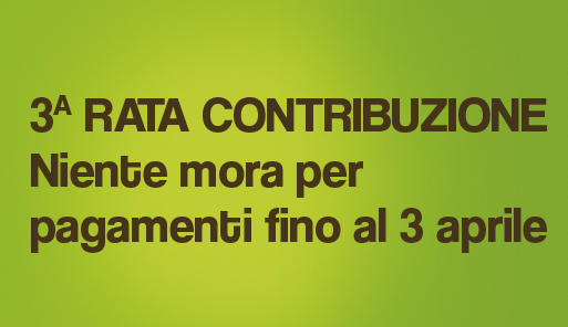 Grafica della campagna immatricolazioni 19-20 con scritta NIENTE MORA PER PAGAMENTI TERZA RATA FINO AL 3 APRILE