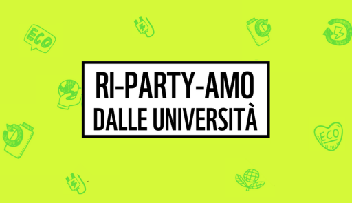 Immersive Nature - RiPartyAmo dalle Università titolo dell'evento su sfondo colorato