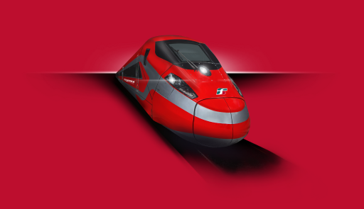Prima carrozza di un treno su sfondo colorato