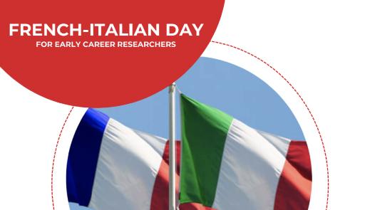 Giornata italo-francese dei giovano ricercatori - Edizione 2024 Titolo dell'evento su sfondo colorato