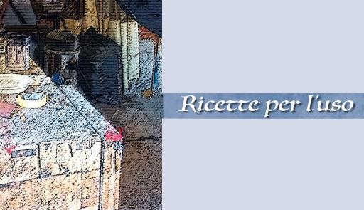 Ricette per l'uso. La tradizione dei ricettari nell'Italia dell'età moderna Titolo dell'evento, su parte dello sfondo colorato è presente una tavola apparecchiata (stile pittorico)