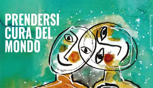 Social Festival Comunità educative Due volti stilizzati, sorridenti, appoggiati uno all'altro
