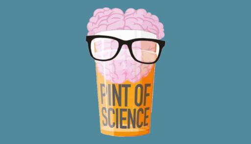 In grafica una pinta di birra con gli occhiali da sole e un cervello al posto della schiuma