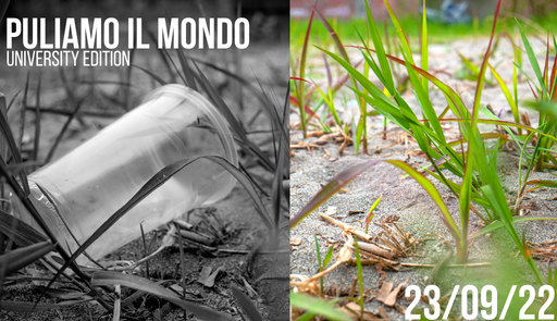 foto divisa in due parti, una in bianco e nero e una a colori, di un prato con un bicchiere di plastica e un prato verde
