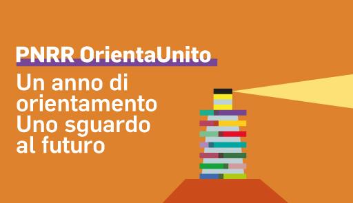 Titolo dell'evento su sfondo colorato con faro stilizzato