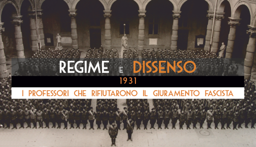 Militari fascisti schierati nell'atrio del Rettorato dell'Università
