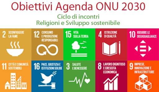 Ciclo di incontri Religioni e sviluppo sostenibile Grafica obiettivi agenda ONU 2030