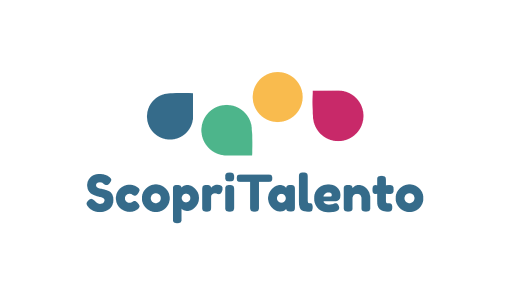 ScopriTalento 2021 - Scuola e Aziende si parlano attraverso la triangolazione dell’Università logo dell'evento, pennellate di vari colori
