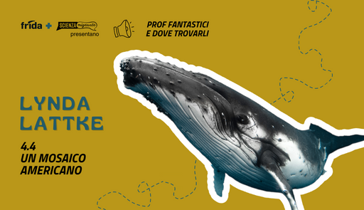 titolo del podcast su fondo giallo con fotografia di una balena titolo del podcast su fondo giallo con fotografia di una balena
