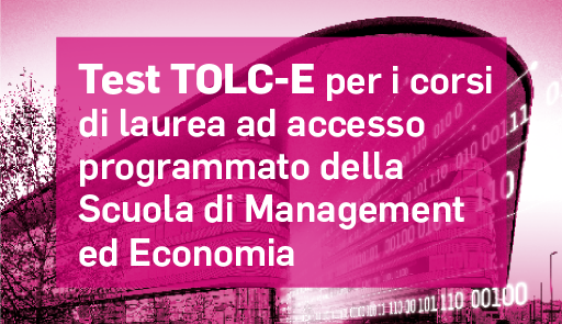 Immatricolazioni a.a. 2022-2023 - Sostenimento test TOLC-E per i corsi di laurea ad accesso programmato della Scuola di Management ed Economia veduta dal basso del Campus Einaudi su sfondo colorato - Sostenimento test TOLC-E per i corsi di laurea ad accesso programmato della Scuola di Management ed Economia