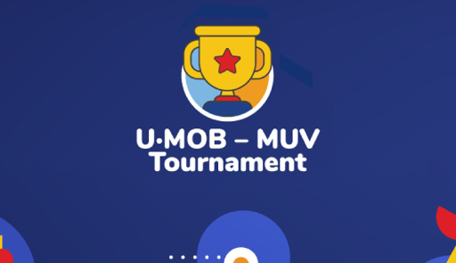 Primo torneo tra le Università europee per la mobilità sostenibile U-Mob - MUV logo dell'evento su sfondo colorato