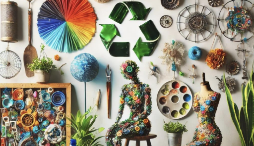 L'upcycling come pratica ecologica e culturale Immagine colorata che rappresenta astrattamente il concetto di upcycling